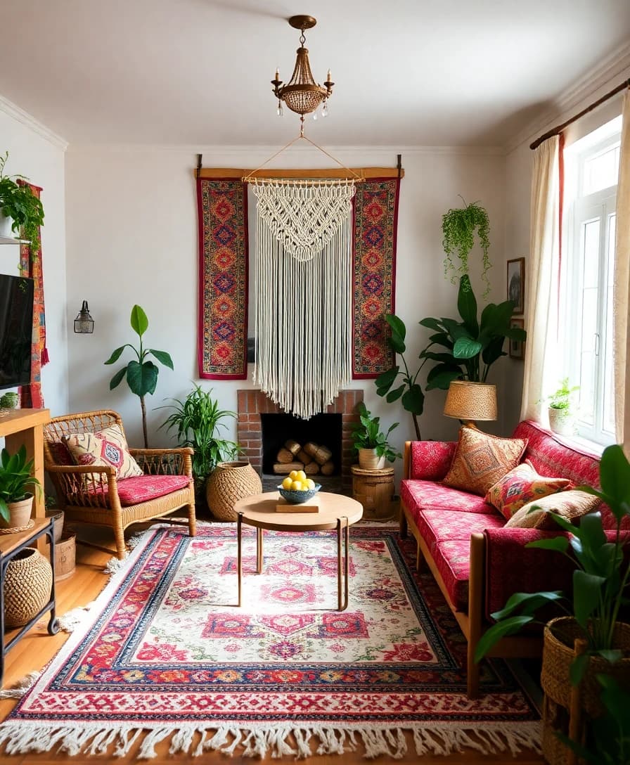 Bohemian style room design created with AI Room Design App