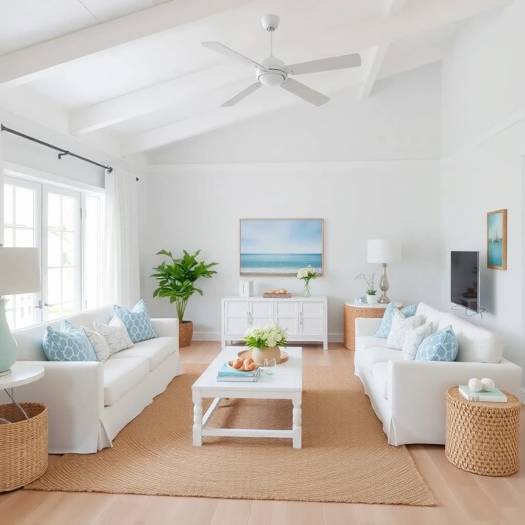 Coastal style room design created with AI Room Design App