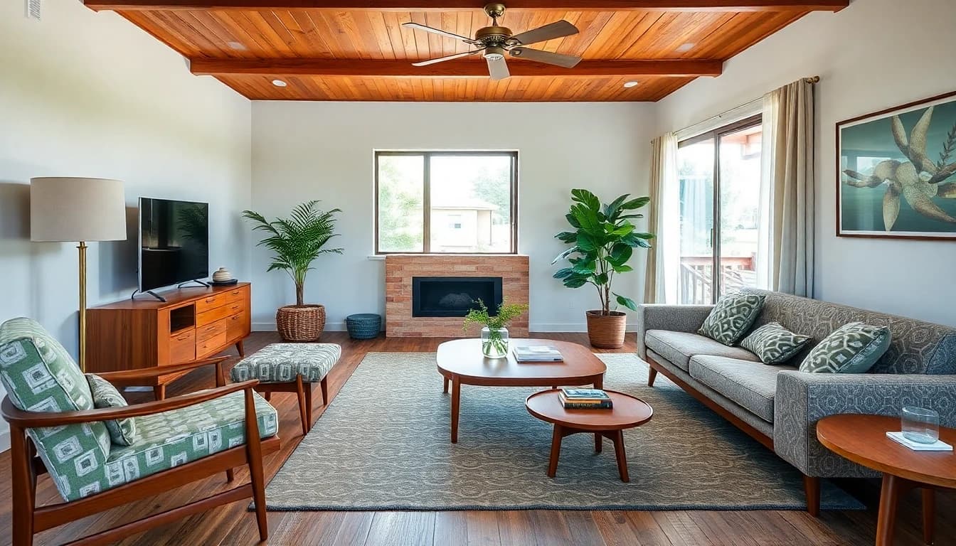 Mid-Century Modern style room design created with AI Room Design App