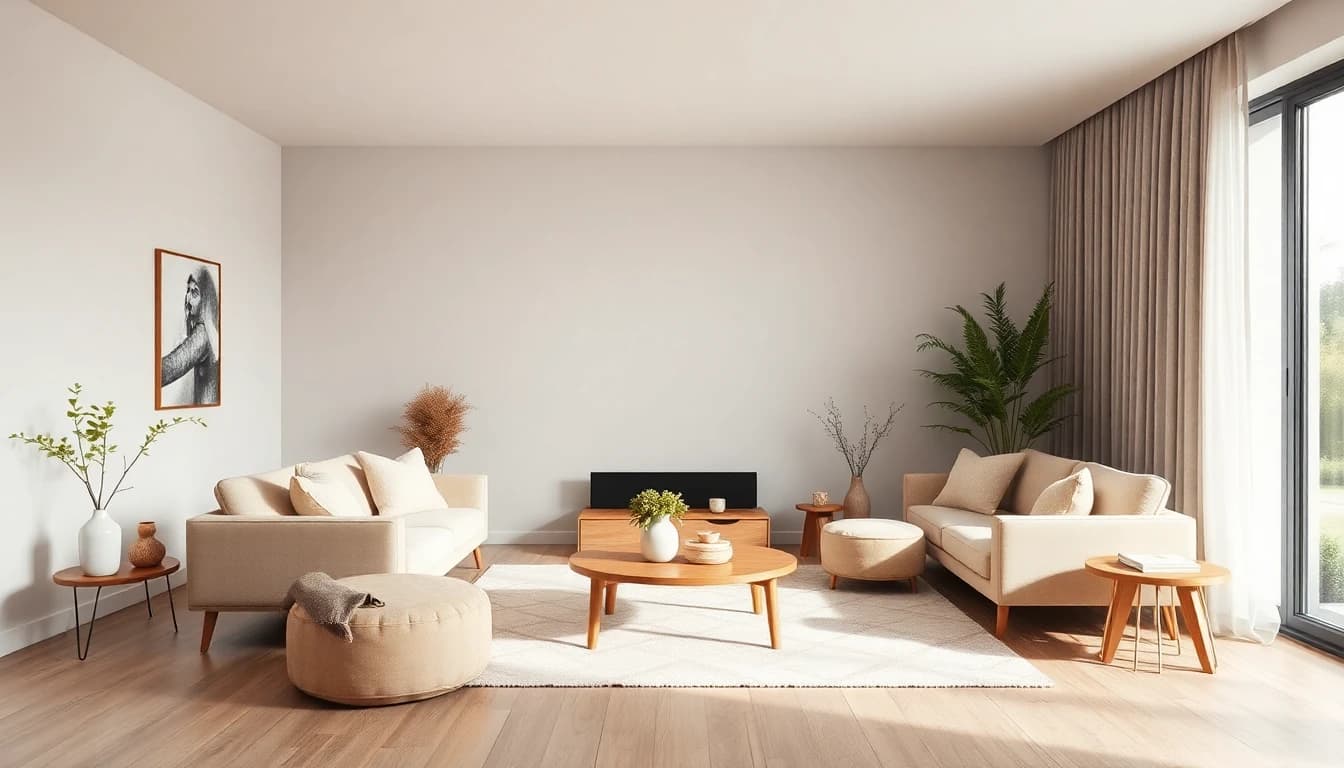 Warm cozy minimalist room designed with AI Room Design App